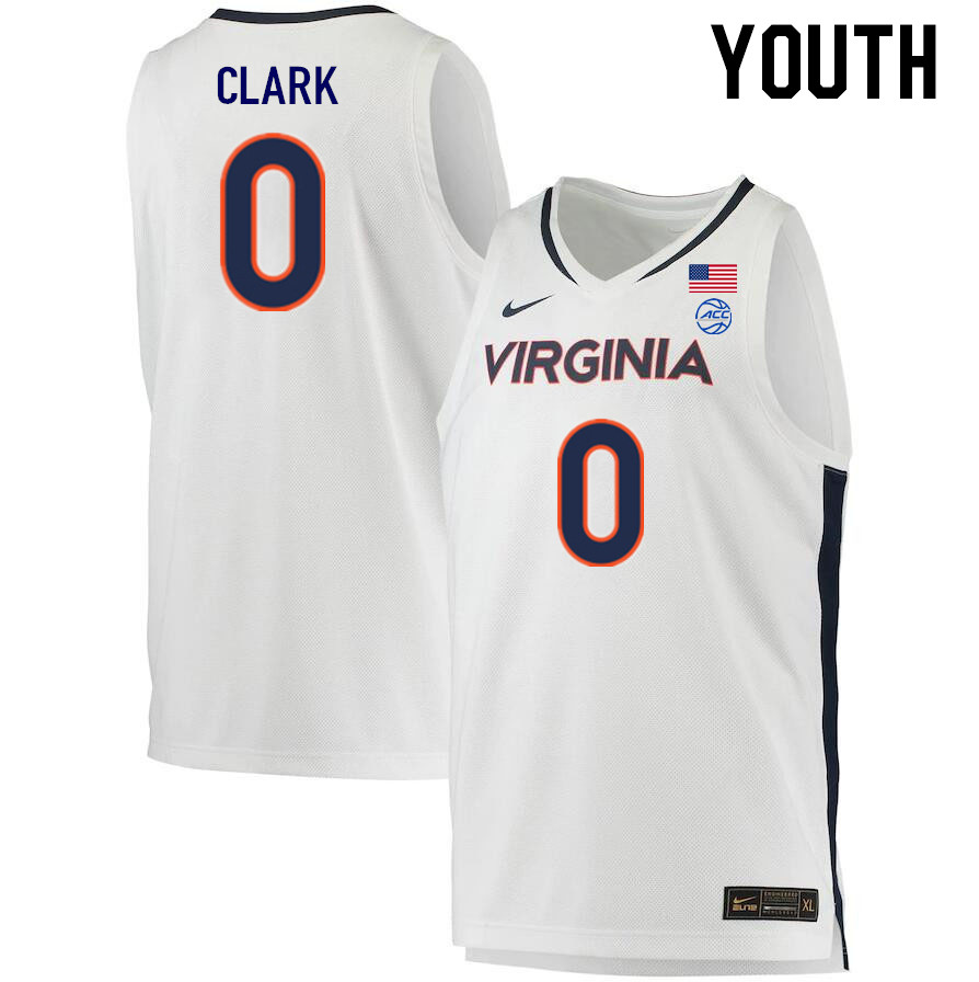 Youth #0 Kihei Clark Virginia Cavaliers College 2022-23 Stitched Basketball Jerseys Sale-White - Click Image to Close